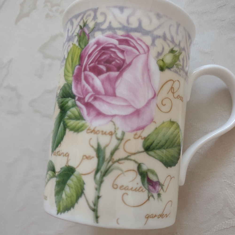 Rare England Crown Trent Fine Bone China Roses Floral Mug Coffee Tea